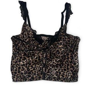 ROMWE Leopard Print Lace Trim Cami